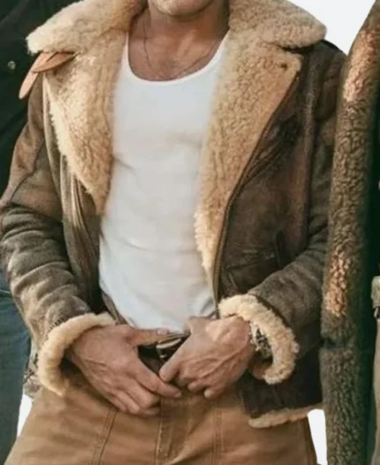 The Iron Claw Kevin Von Erich Shearling Leather Jacket