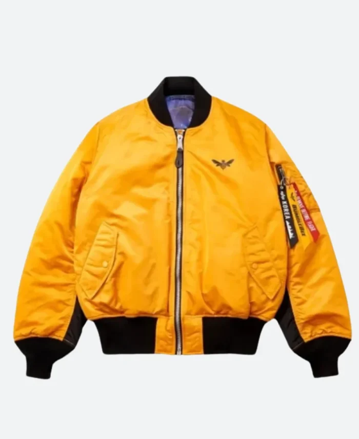 Alpha MA-1 Bumblebee Transformers Yellow Bomber Jacket Front Image