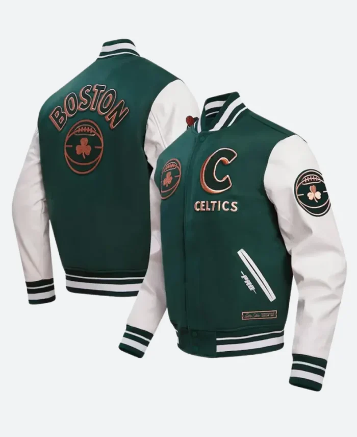 Boston Celtics Varsity Jacket Front & BAck Image