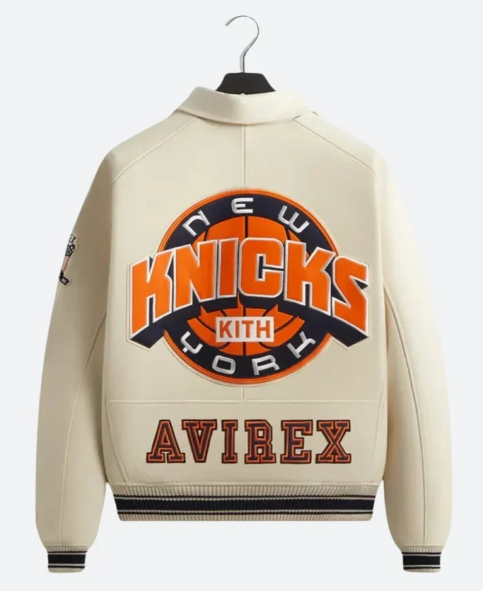 Kith & Avirex New York Knicks Leather Jacket Back Image