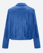 The Voice S27 Hailey Wright Fringe Leather Jacket Back Image