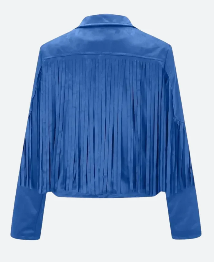 The Voice S27 Hailey Wright Fringe Leather Jacket Back Image