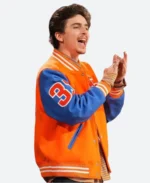 Timothee Chalamet Nicks Playoffs Game Varsity Jacket rm Image