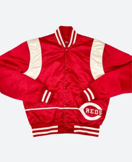Cincinnati Reds Satin Varsity Jacket Front Style 01 Image