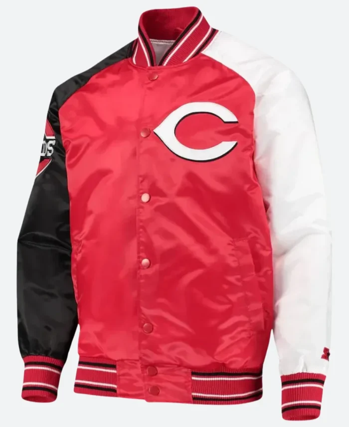 Cincinnati Reds Satin Varsity Jacket Front Style 01 Image