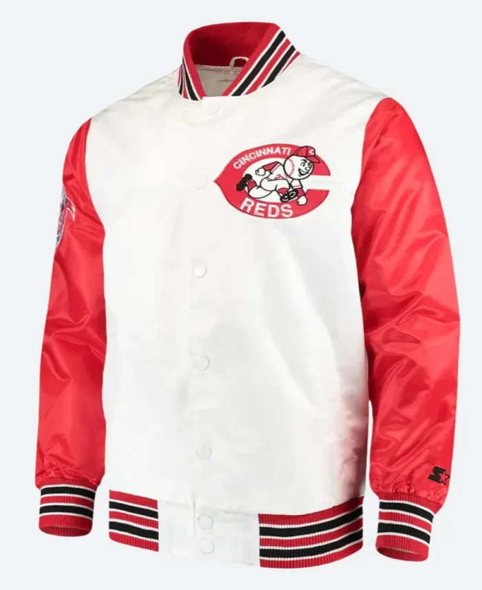 Cincinnati Reds Satin Varsity Jacket Front Style 03 Image