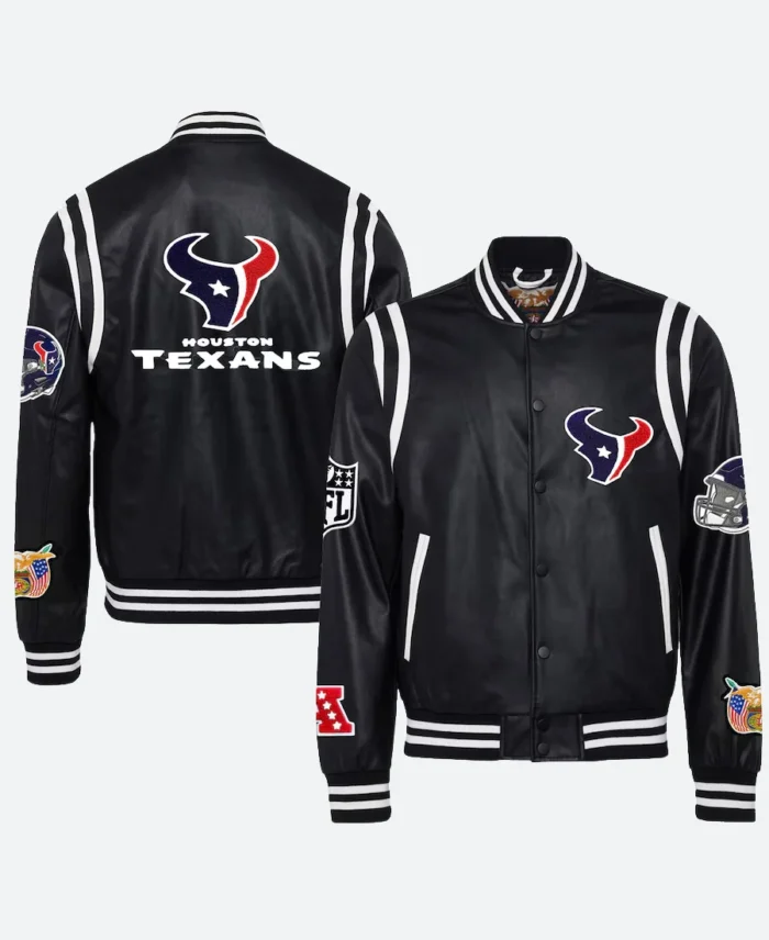 Houston Texans Black Leather Jacket - Image 1